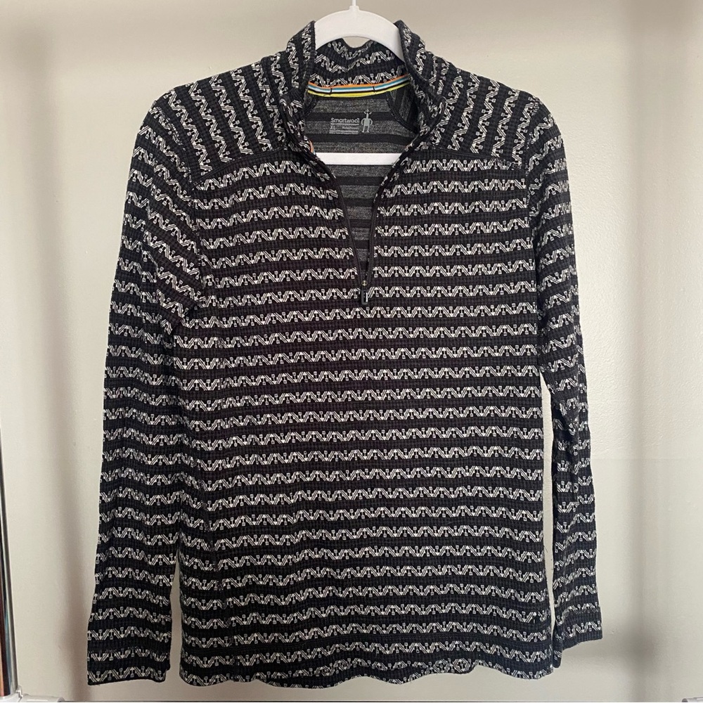 Smartwool Women’s XL Black and White Half Zip Pull Over